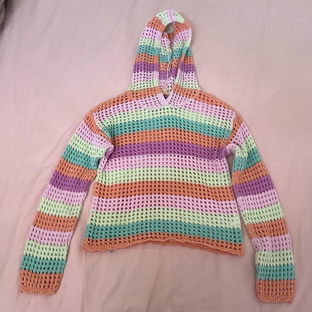 Art Class Pastel Crochet Hoodie